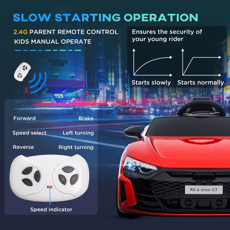 12V Licensed Audi Electric Ride-On Car with Remote Control and Horn, Red Magic Cars 6
