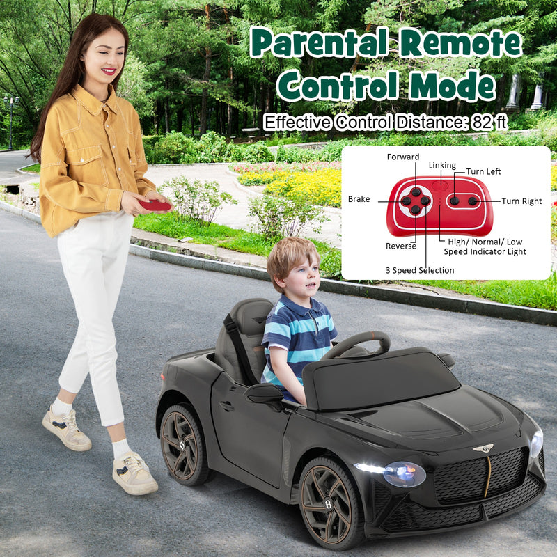 Licensed Bentley Bacalar Kids 12V Ride-On Racer Car with LED Lights Black Magic Cars 2