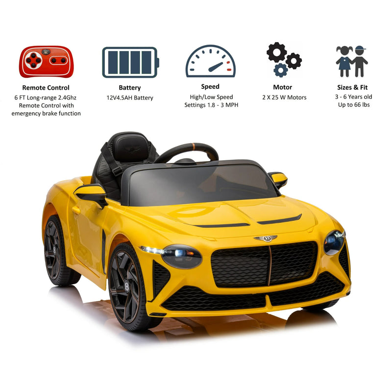 12V Rechargeable Battery-Powered Kids Ride-On Bentley Bacalar Toy Car Magic Cars 1