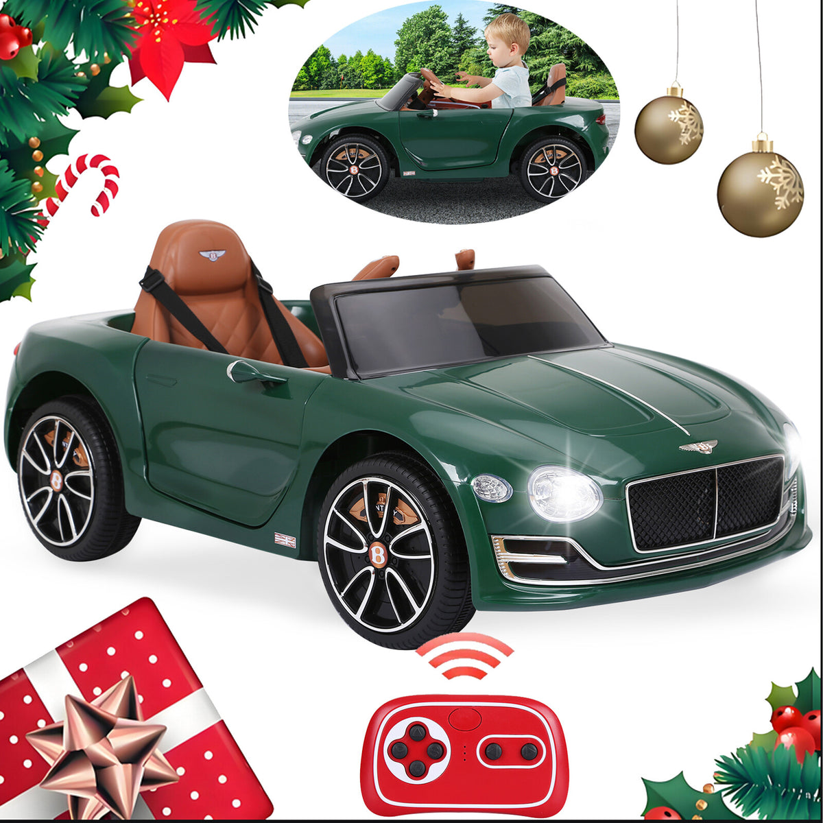ルーリン・ベイビー Licensed Bentley EXP-12 Electric Ride-On Toy Car for Kids with Remote