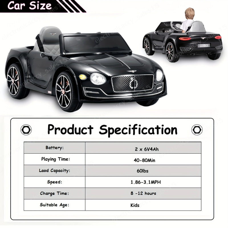 Licensed Bentley EXP12 Battery-Powered Kids Ride-On Car with 4 Wheels and Remote Control Magic Cars 6