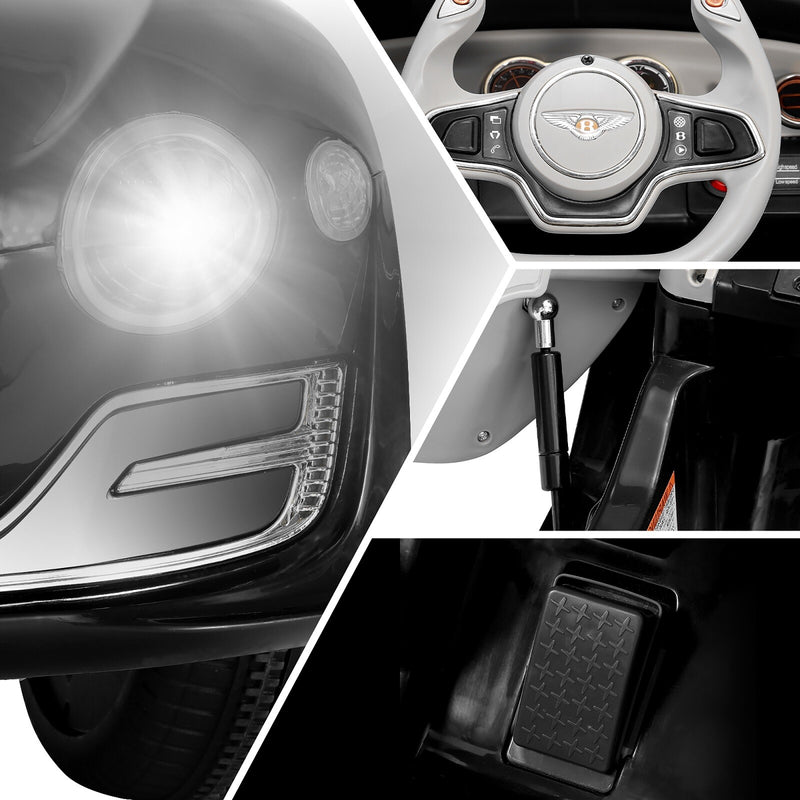 Licensed Bentley Style Kids Electric Ride-On Car 12V with Remote Control and LED Lights, Black Magic Cars 16