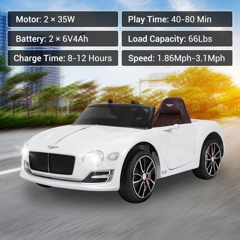 12V Licensed Bentley-Style Electric Ride-On Car for Kids with Remote Control Magic Cars 2