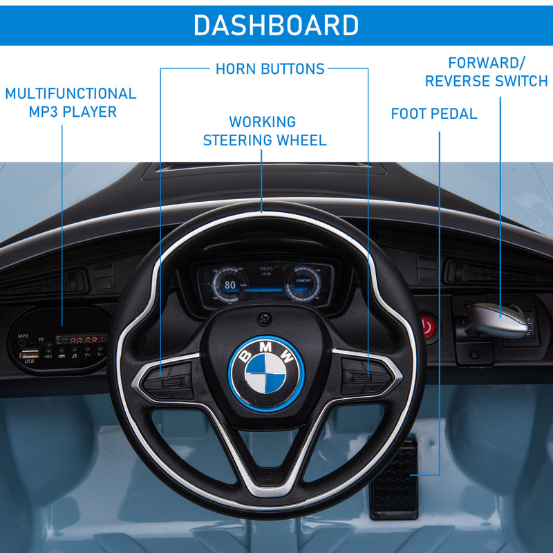 Licensed BMW I8 Electric 6V Battery-Powered Kids Ride-On Coupe Car Blue Magic Cars 7