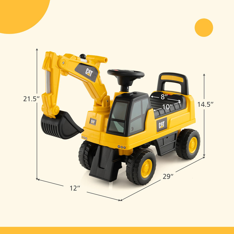 Kids Ride-On Caterpillar Excavator Toy with Digging Bucket and Storage Compartment Magic Cars 1