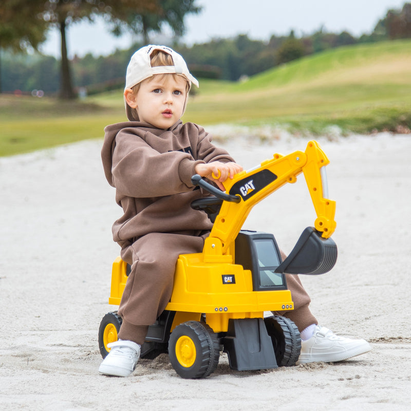 Kids Ride-On Caterpillar Excavator Toy with Digging Bucket and Storage Compartment Magic Cars 2