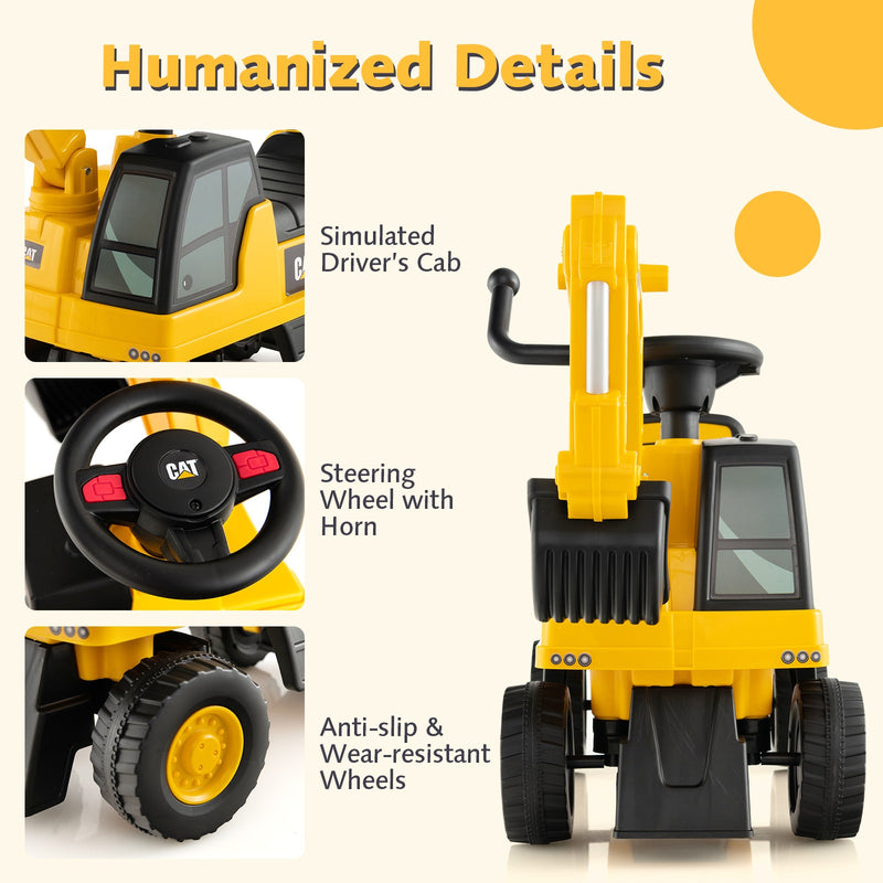 Kids Ride-On Caterpillar Excavator Toy with Digging Bucket and Storage Compartment Magic Cars 8