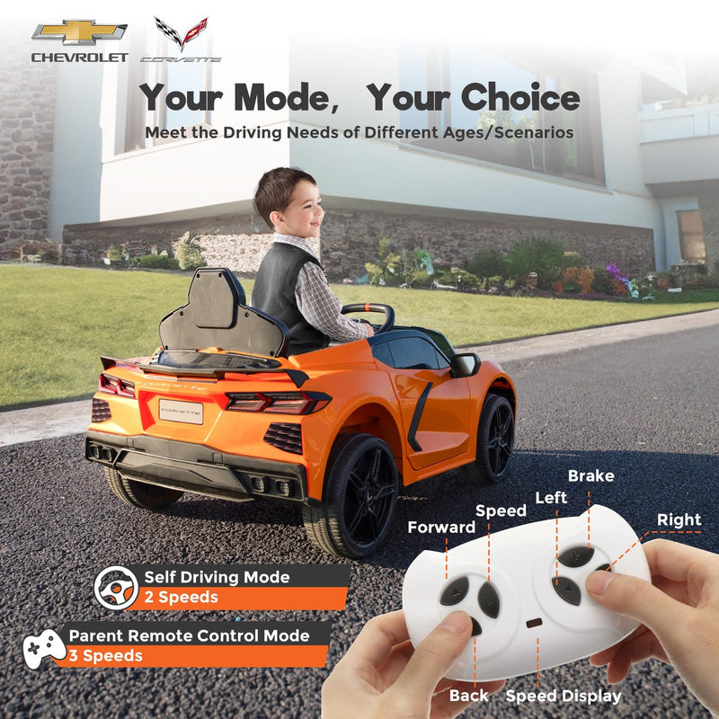 12V Electric Chevrolet Corvette C8 Ride-On Car with Remote Control Magic Cars 2