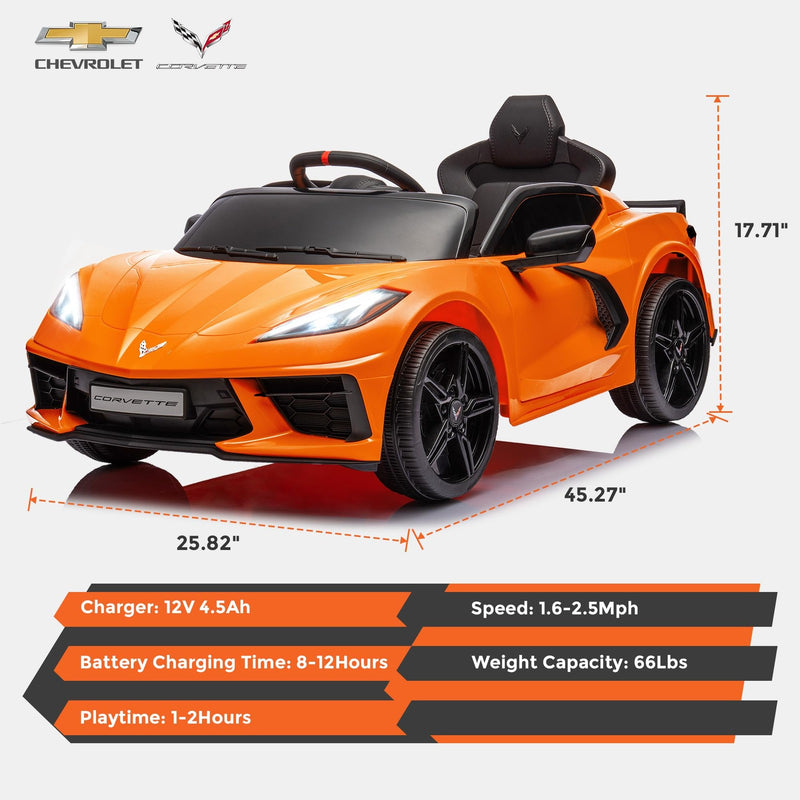 12V Electric Chevrolet Corvette C8 Ride-On Car with Remote Control Magic Cars 7