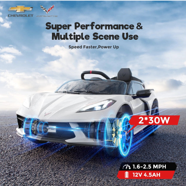 Licensed Chevrolet Corvette C8 Kids Electric Battery-Powered Ride-On Car Toy Magic Cars 4