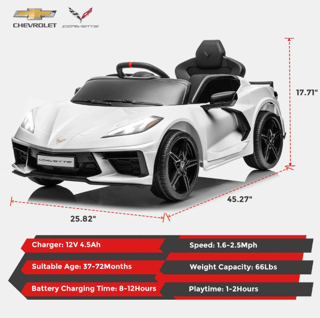 Licensed Chevrolet Corvette C8 Kids Electric Battery-Powered Ride-On Car Toy Magic Cars 6