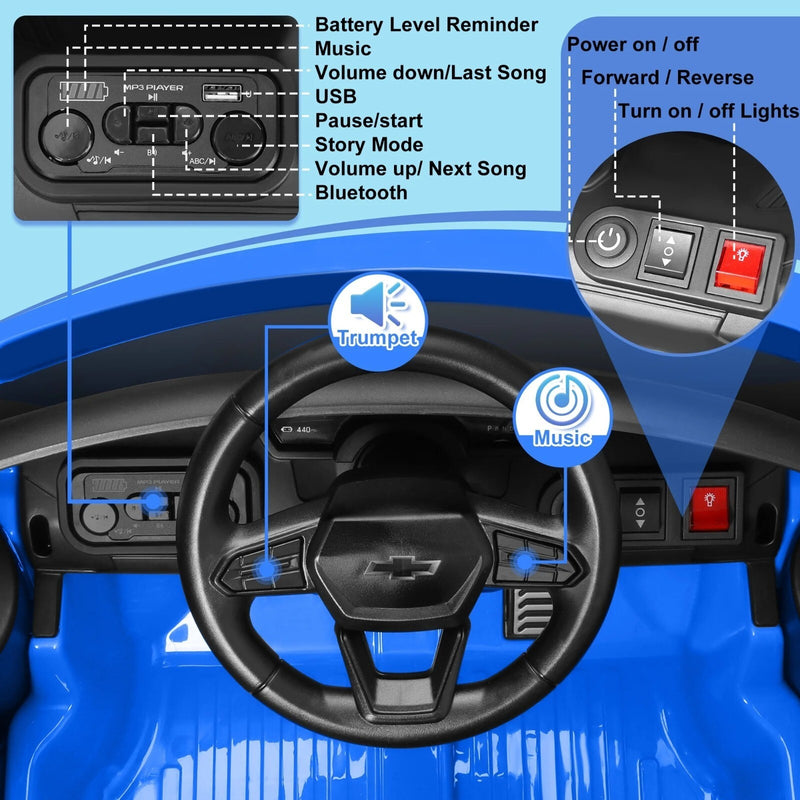 12V Licensed Chevrolet Silverado Electric Ride-On Truck with Remote for Kids Magic Cars 11