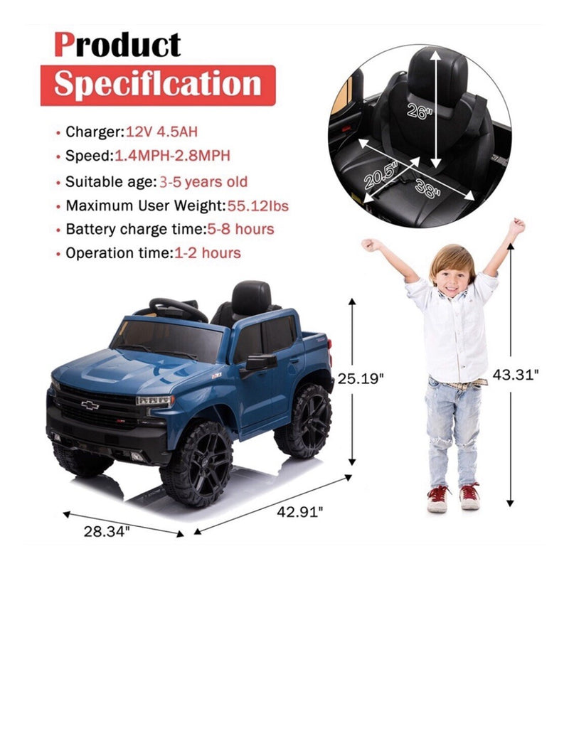 Licensed Chevrolet Silverado 12V Electric Ride-On Truck for Kids with 4 Wheels Magic Cars 7