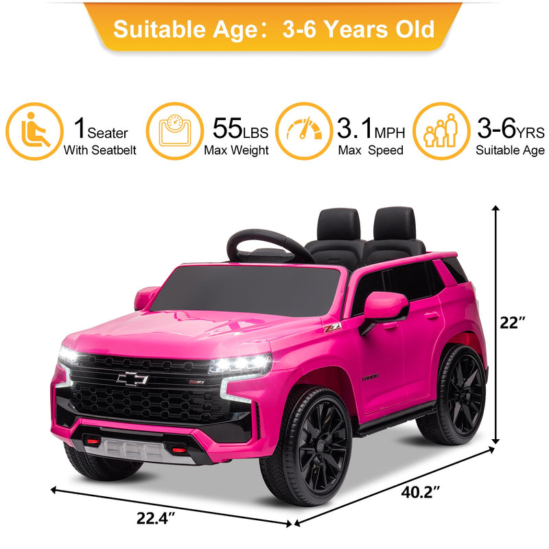 Chevrolet Tahoe Licensed Ride-On Car Toy with Remote Control, 3 Speeds, LED Lights, and Music Magic Cars 4