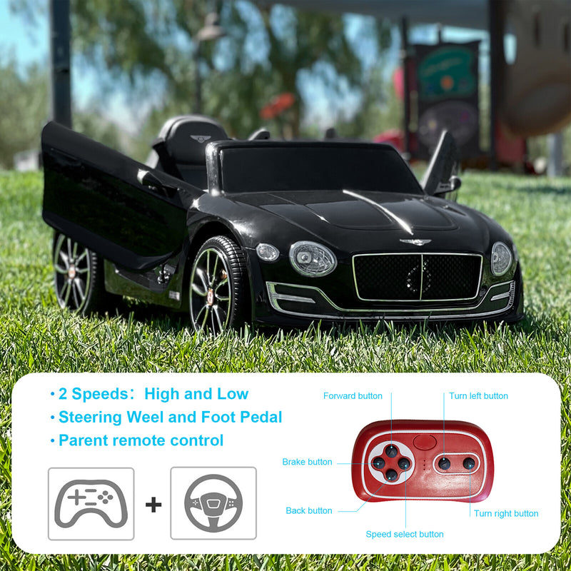 Licensed 12V Electric Bentley Style Ride-On Toy Car with Remote Control and LED Lights for Kids Magic Cars 3