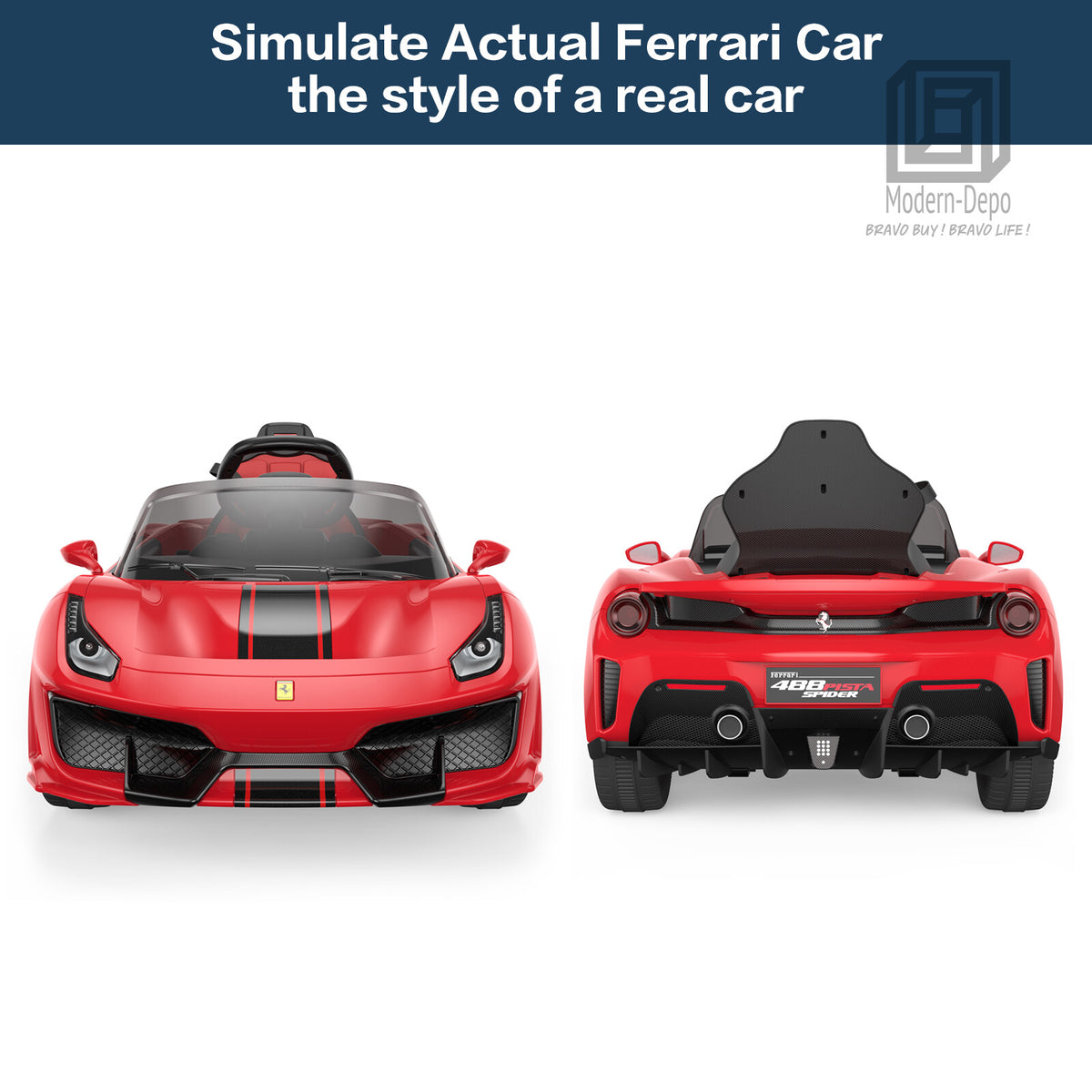 Licensed Ferrari 488 Pista Spider Ride On Car With Speaker