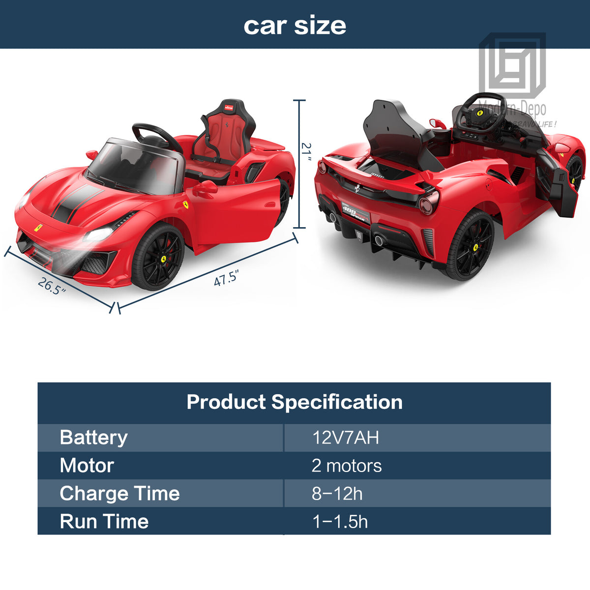 Licensed Ferrari 488 Pista Spider Ride On Car With Speaker