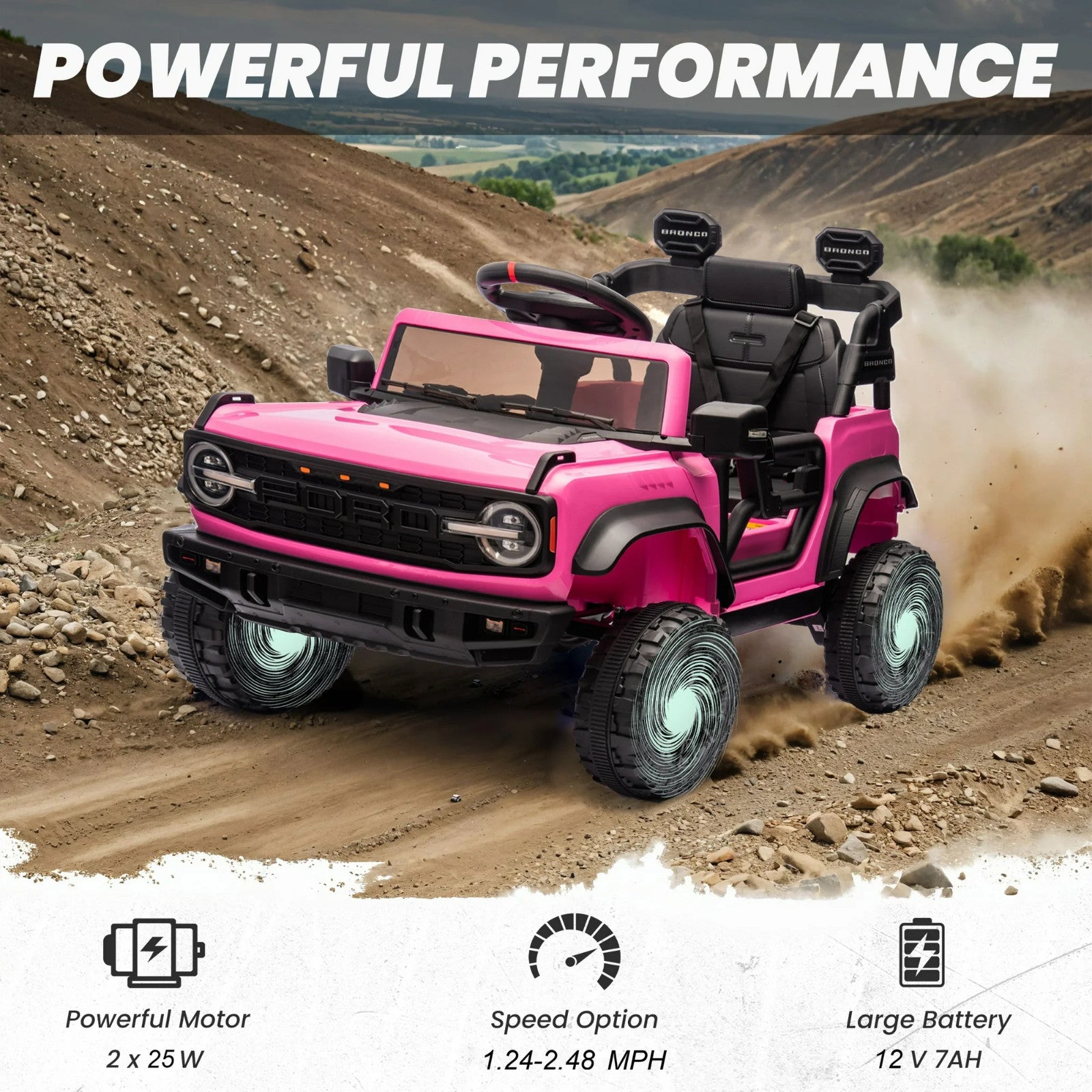 Electric Remote Control Ford Bronco Raptor Car with Spring Suspension
