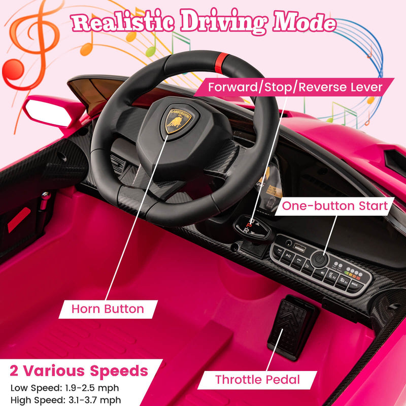 Licensed Lamborghini 4WD 12V Battery-Powered Kids Ride-On Sports Car with 2.4G Remote Control Magic Cars 9