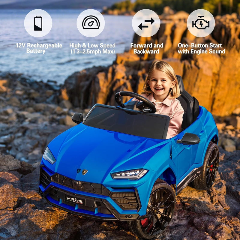 Blue Licensed Lamborghini Urus 12V Battery-Powered Electric Ride-On Toy Car Magic Cars 2