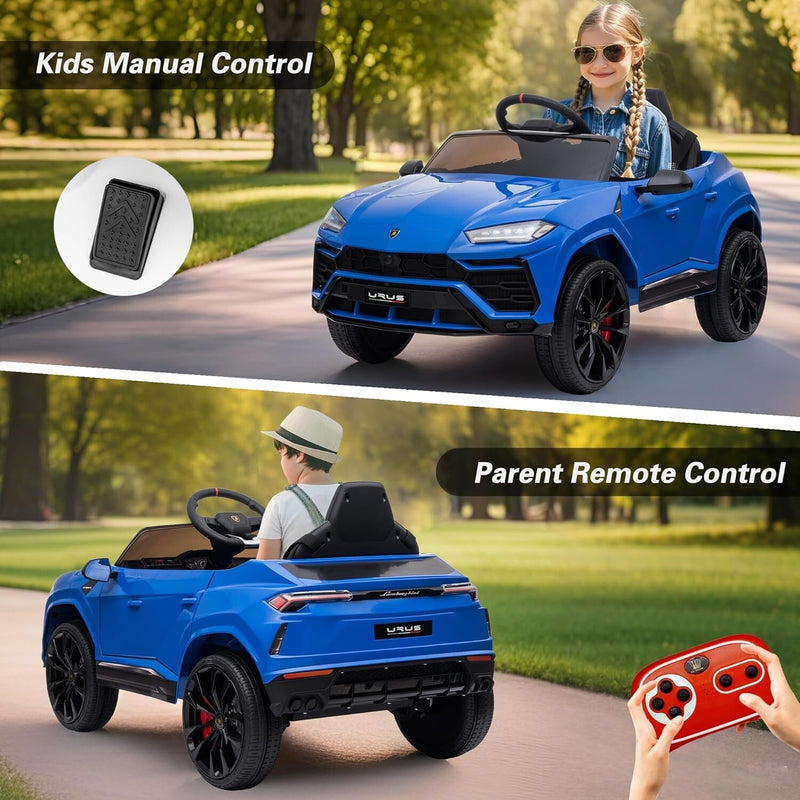 Blue Licensed Lamborghini Urus 12V Battery-Powered Electric Ride-On Toy Car Magic Cars 3