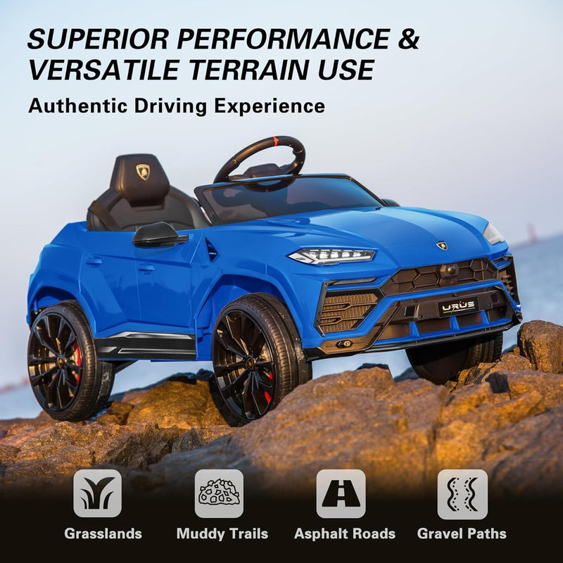 Blue Licensed Lamborghini Urus 12V Battery-Powered Electric Ride-On Toy Car Magic Cars 4
