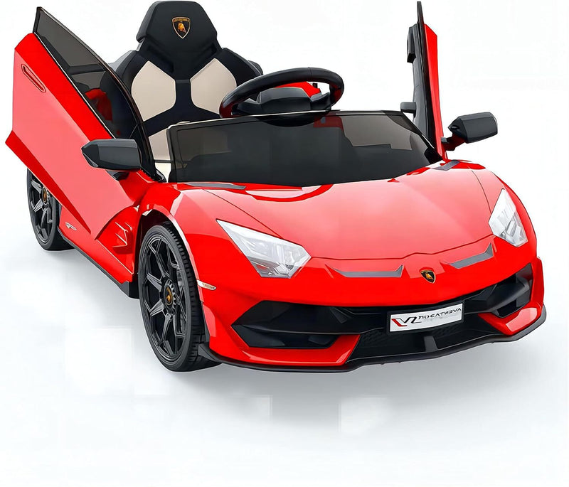 12V Licensed Lamborghini Ride-On Car with Remote Control and Hydraulic Doors in Red Magic Cars 0
