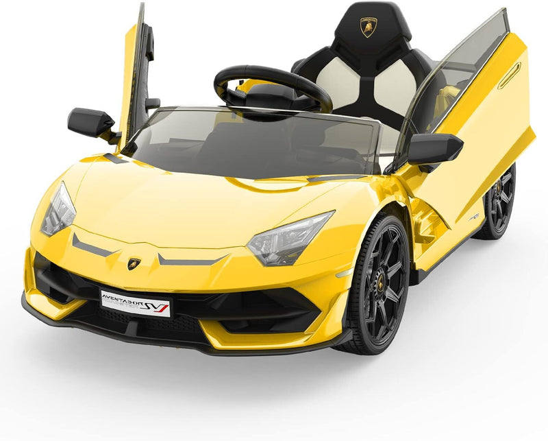 12V Licensed Lamborghini Ride-On Car with Remote Control and Hydraulic Doors Yellow Magic Cars Variant 0