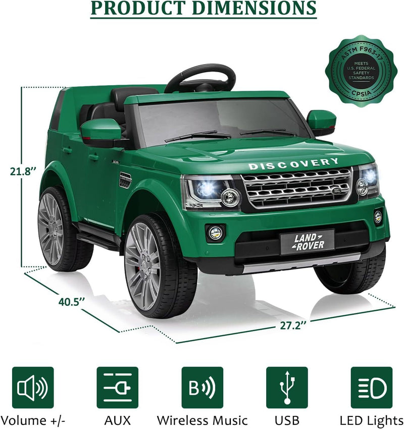 Licensed Land Rover Ride-On Car with Parent Remote Control and Shock Absorbers for Kids Green Magic Cars 1