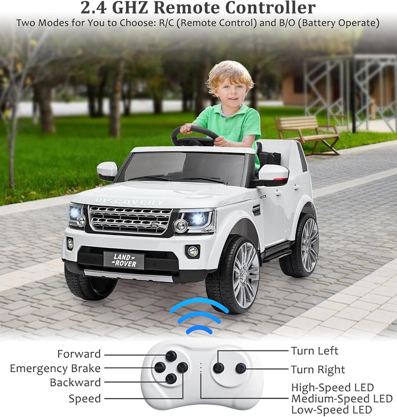 Licensed Land Rover Ride-On Car with Parent Remote Control and Shock Absorbers for Kids with Music Magic Cars 3