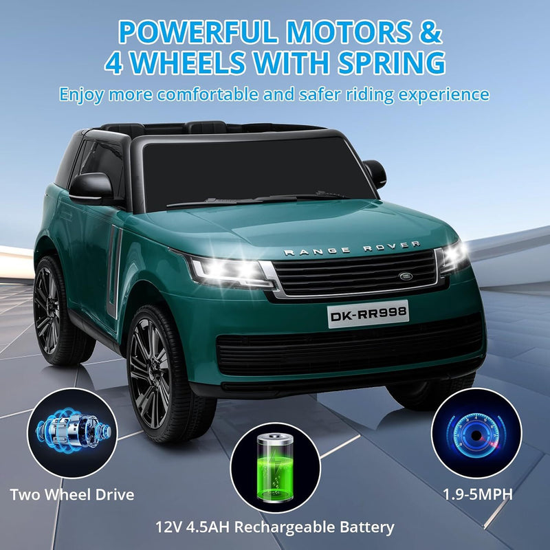 Licensed Land Rover Ride-On Car for Kids 2-Seater with Remote Control Green Magic Cars 2