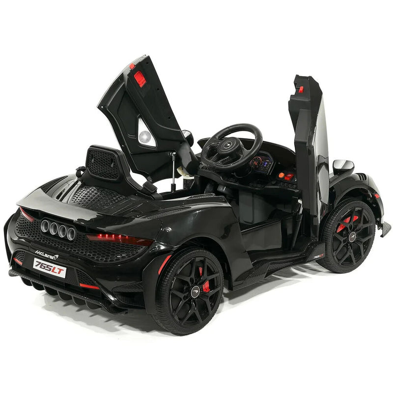 Licensed Kids 12V McLaren 765LT Ride-On Sports Car with Rubber Tires, Lights, Music, and Remote Control Magic Cars 4