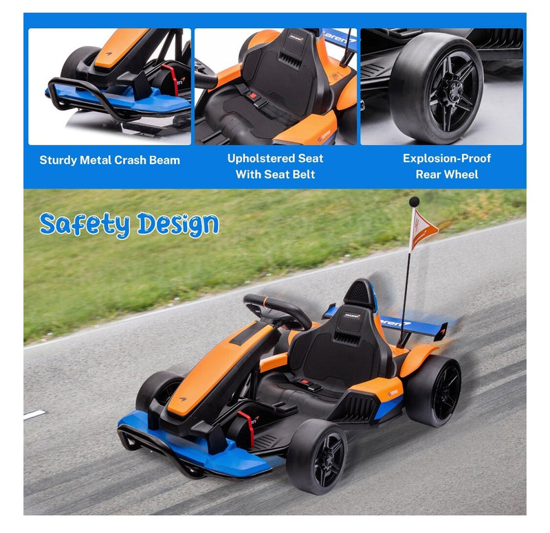 Licensed McLaren 24V Battery-Powered Kids Ride-On Go-Kart with Bluetooth and 2-Speed Modes Magic Cars 2