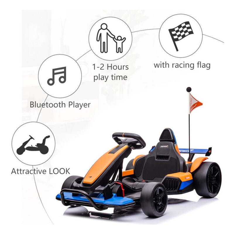 Licensed McLaren 24V Battery-Powered Kids Ride-On Go-Kart with Bluetooth and 2-Speed Modes Magic Cars 5