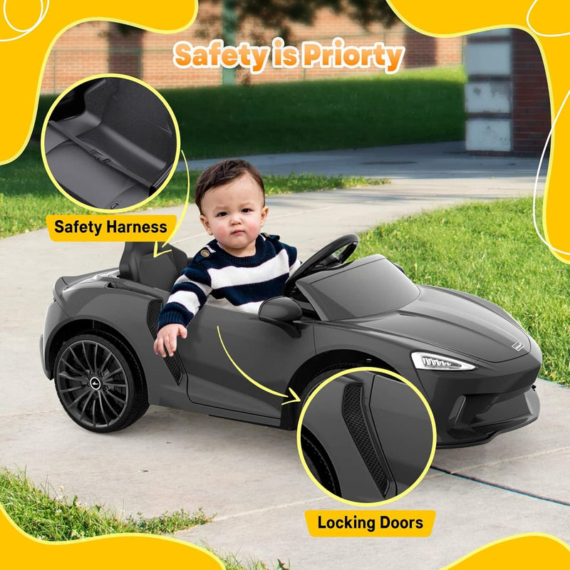 Licensed McLaren Ride-On Car with Hydraulic Doors, Remote Control, and 2 Speeds - Black Magic Cars 1