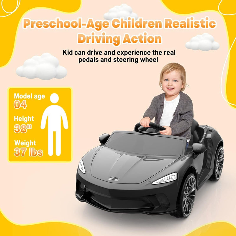 Licensed McLaren Ride-On Car with Hydraulic Doors, Remote Control, and 2 Speeds - Black Magic Cars 5