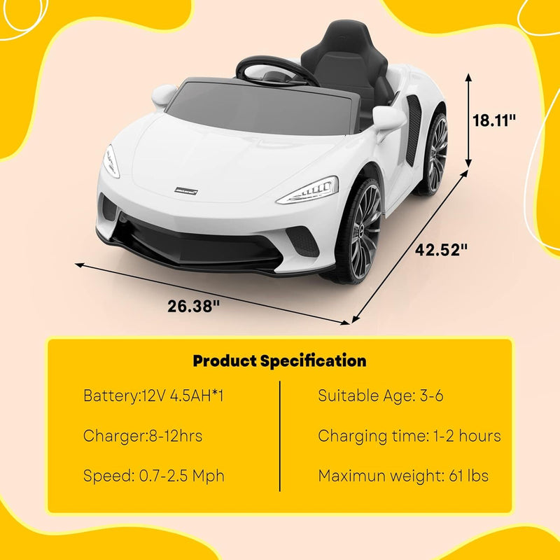 Licensed McLaren Ride-On Car with Hydraulic Doors, Remote Control, 2 Speeds, and Music Magic Cars 5