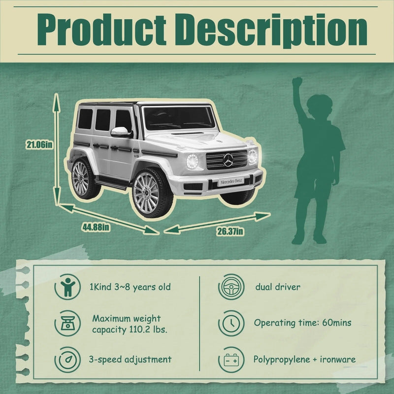 Licensed Mercedes-Benz G500 24V Battery-Powered Kids Ride-On Truck with Remote Control Magic Cars 5