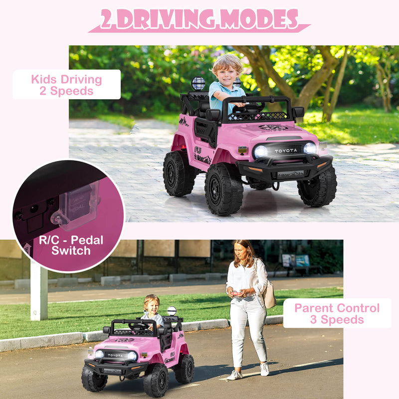 12V Battery-Powered Pink Toddler Ride-On Truck Licensed Toyota FJ Model Magic Cars 4