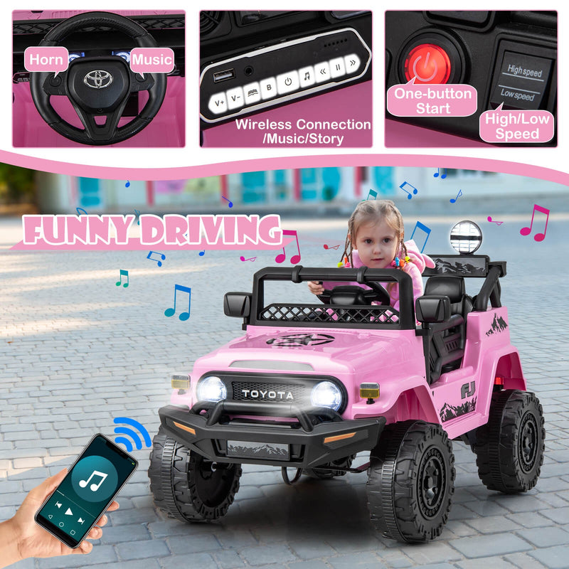 Licensed Toyota FJ Toddler 12V Battery-Powered Pink Ride-On Truck Magic Cars 3