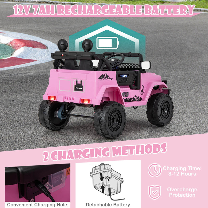 Licensed Toyota FJ Toddler 12V Battery-Powered Pink Ride-On Truck Magic Cars 6