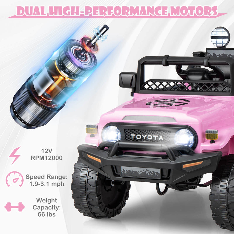 Licensed Toyota FJ Toddler 12V Battery-Powered Pink Ride-On Truck Magic Cars 7