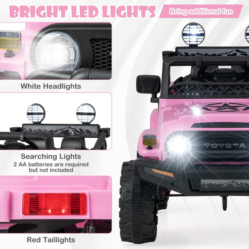 Licensed Toyota FJ Toddler 12V Battery-Powered Pink Ride-On Truck Magic Cars 8