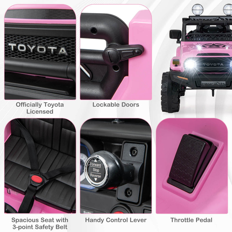 Licensed Toyota FJ Toddler 12V Battery-Powered Pink Ride-On Truck Magic Cars 9