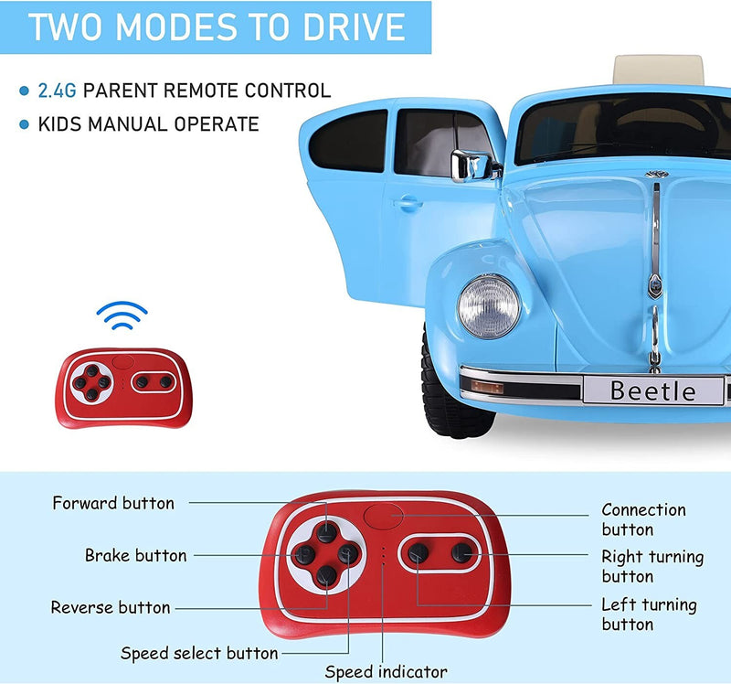 Volkswagen Beetle Electric Ride-On Car for Kids Ages 3–6 Years Magic Cars 3