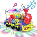 Illuminated Rotating Gear Train Toy with Remote Control for Kids Magic Cars 2