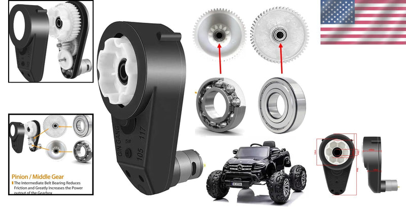 12V Lightweight Gearbox with Cooling Fan for Ride-On Toy Performance Magic Cars 1