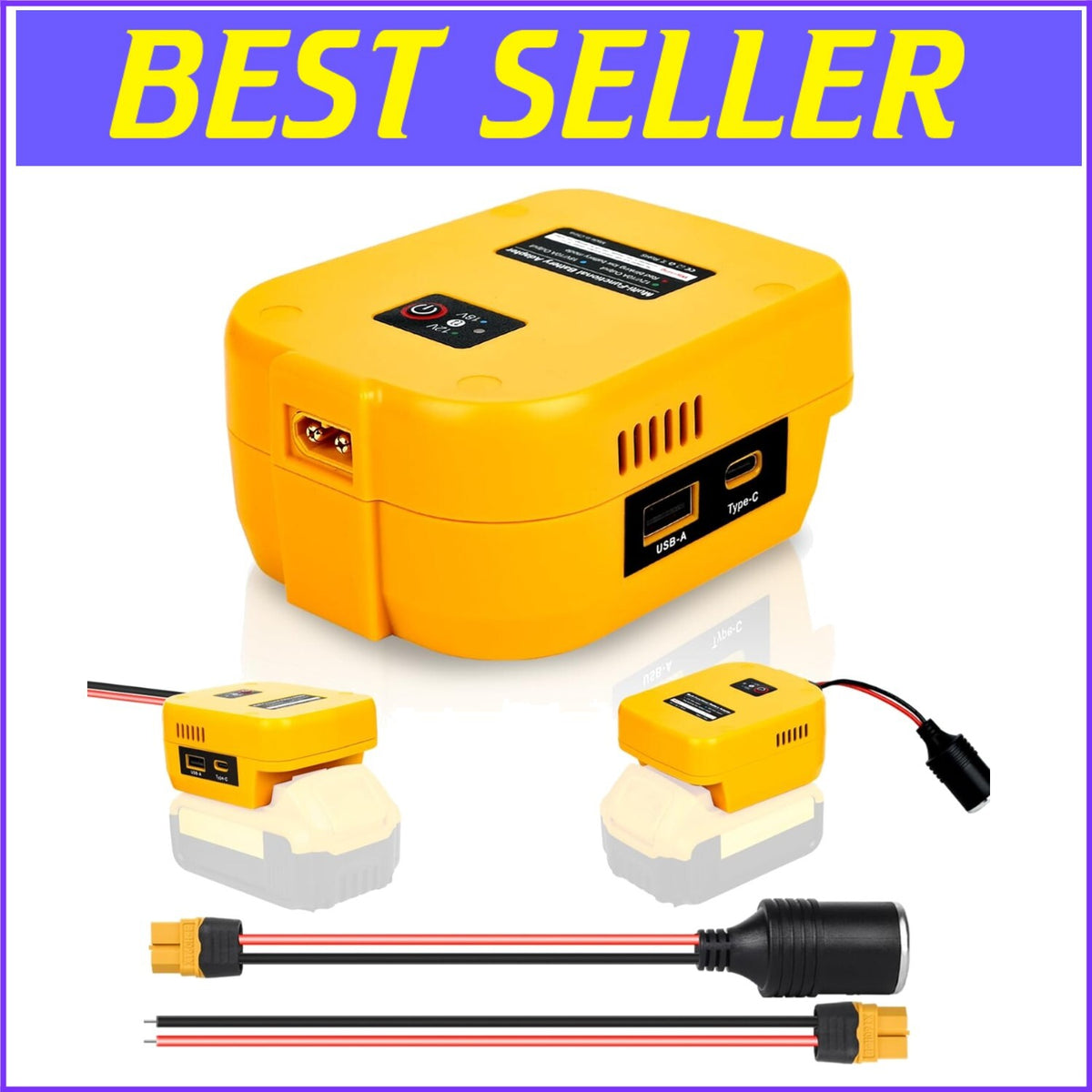 Lightweight 20V to 12V Battery Converter with Cigarette Lighter and XT60 Ports 2 Year Warranty -