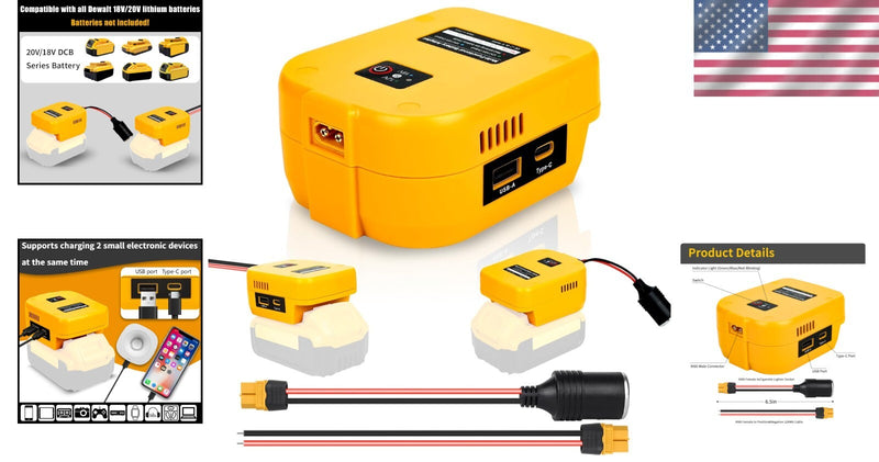 Lightweight 20V to 12V Battery Converter with Cigarette Lighter and XT60 Ports Magic Cars 1