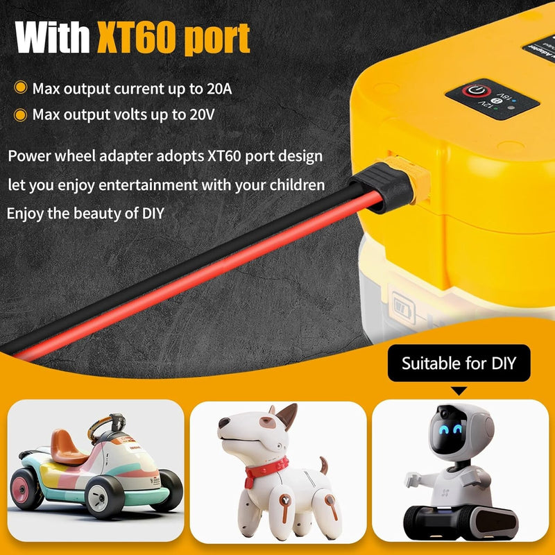 Lightweight 20V to 12V Battery Converter with Cigarette Lighter and XT60 Ports Magic Cars 6